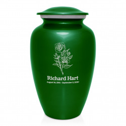 Rose Cremation Urn - Shamrock Green