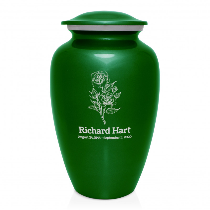 Rose Cremation Urn - Shamrock Green