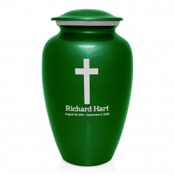 Cross Cremation Urn - Shamrock Green