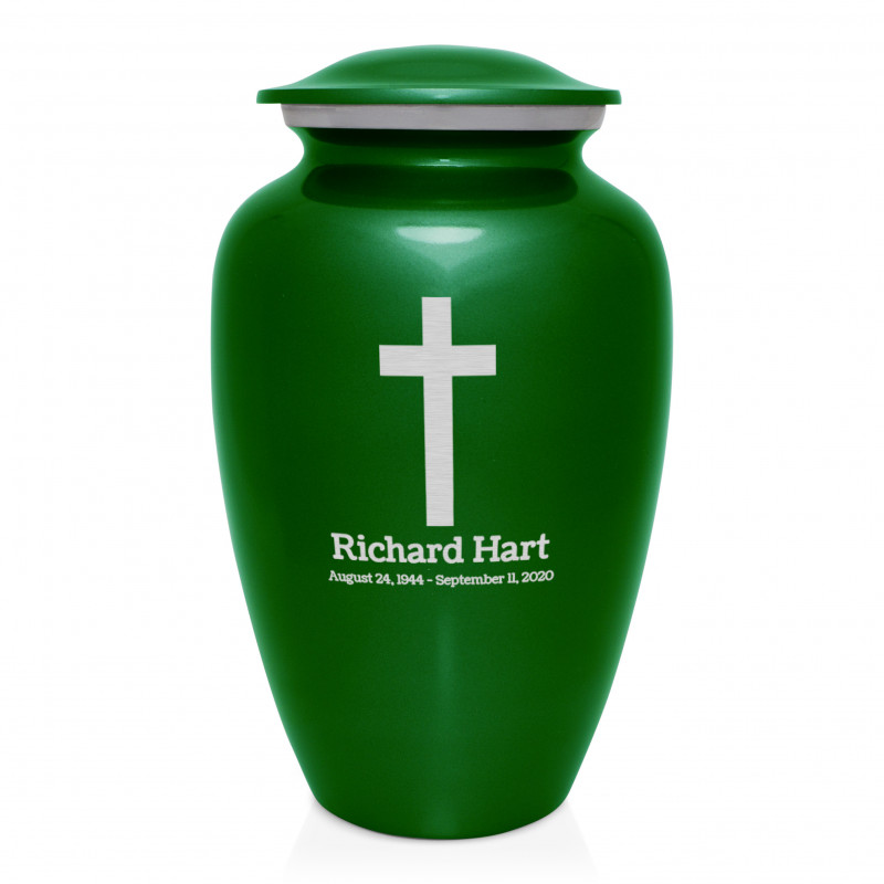 Cross Cremation Urn - Shamrock Green