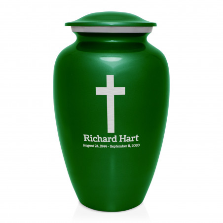 Cross Cremation Urn - Shamrock Green