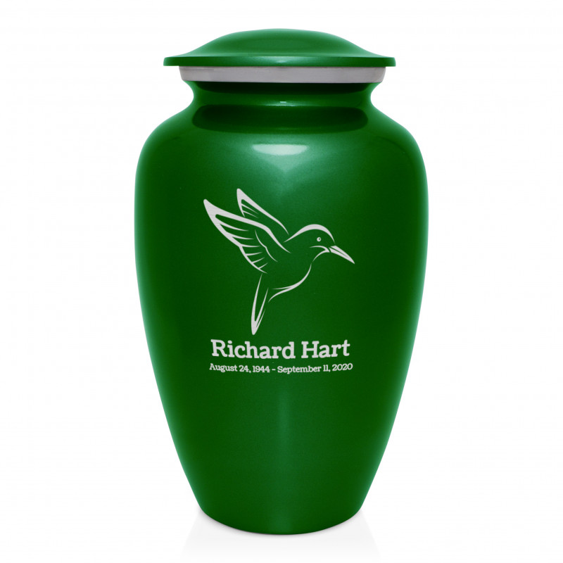 Hummingbird Cremation Urn - Shamrock Green
