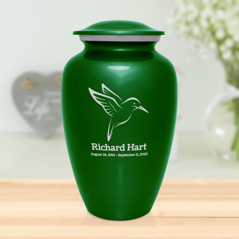 Hummingbird Cremation Urn - Shamrock Green