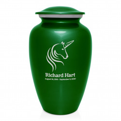Unicorn Cremation Urn - Shamrock Green