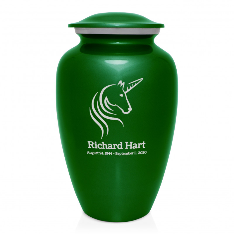 Unicorn Cremation Urn - Shamrock Green