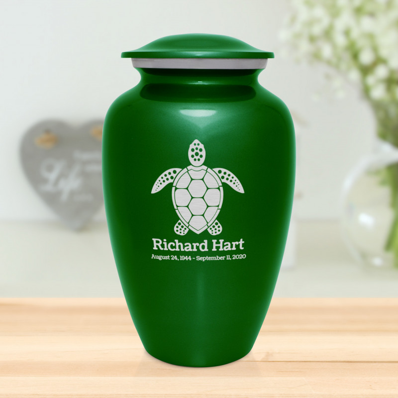 Sea Turtle Cremation Urn - Shamrock Green