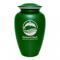 Dolphin Cremation Urn - Shamrock Green