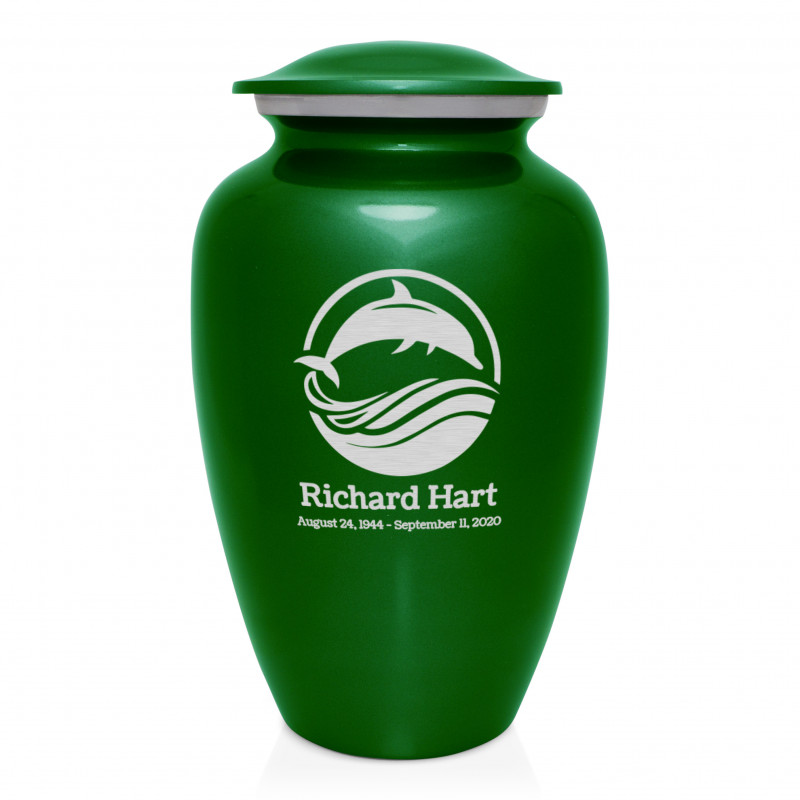 Dolphin Cremation Urn - Shamrock Green