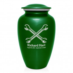 Mechanic Wrench Cremation Urn - Shamrock Green