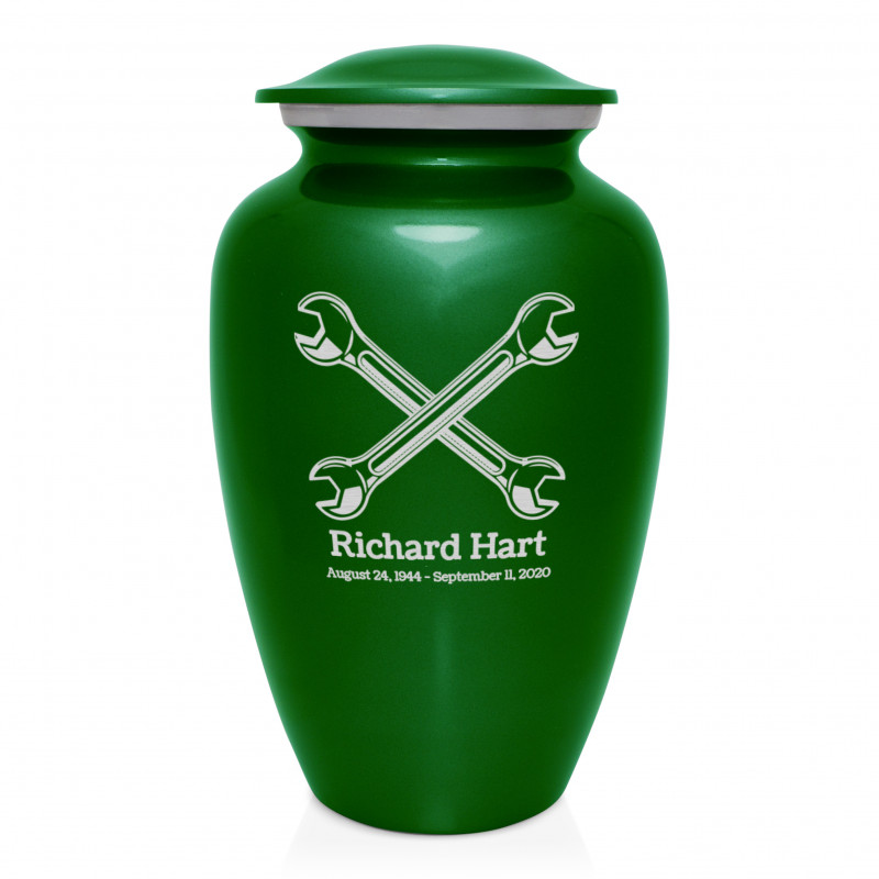 Mechanic Wrench Cremation Urn - Shamrock Green
