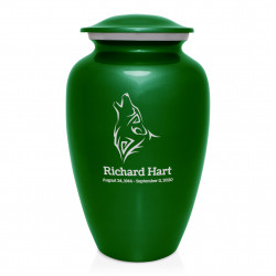 Wolf Cremation Urn - Shamrock Green