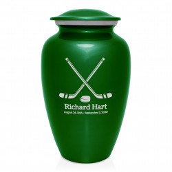 Hockey Sticks Cremation Urn - Shamrock Green