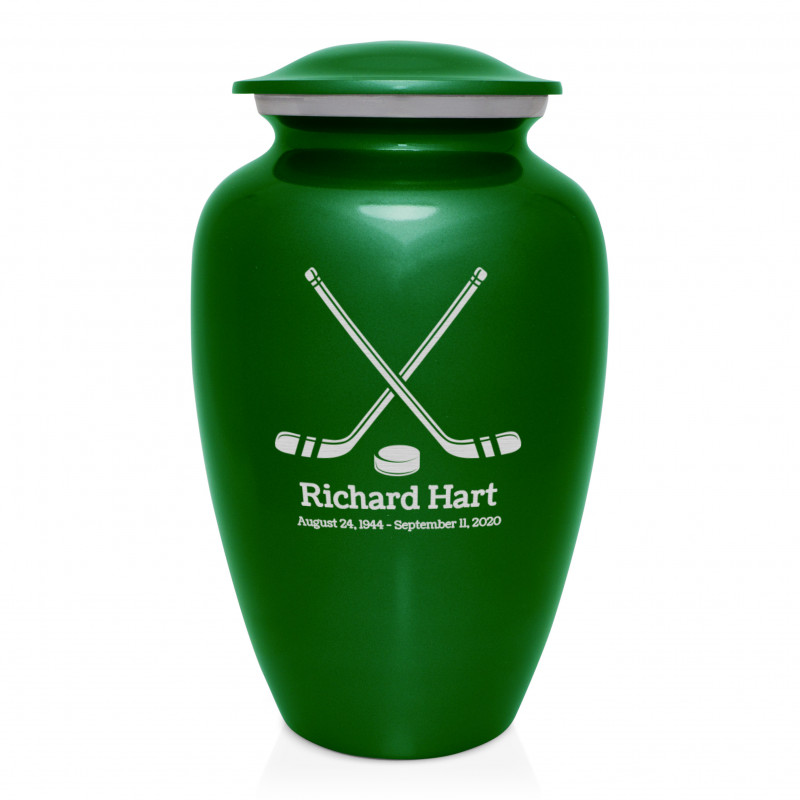 Hockey Sticks Cremation Urn - Shamrock Green