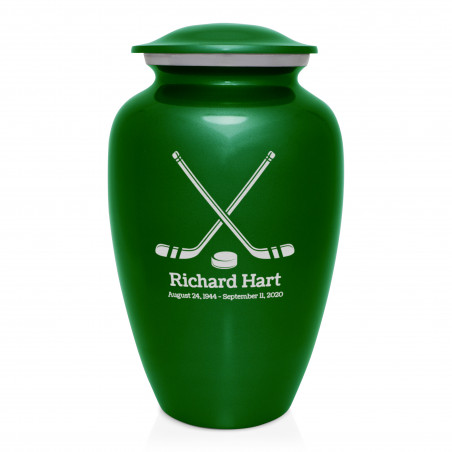 Hockey Sticks Cremation Urn - Shamrock Green