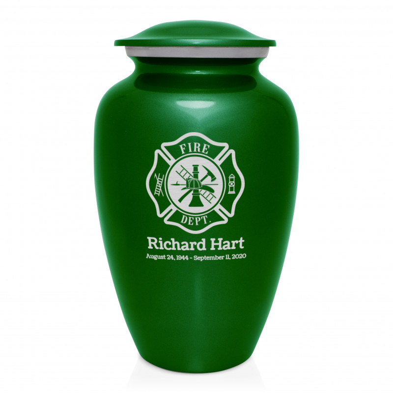 Firefighter Cremation Urn - Shamrock Green