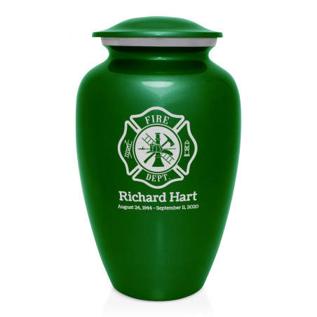 Firefighter Cremation Urn - Shamrock Green