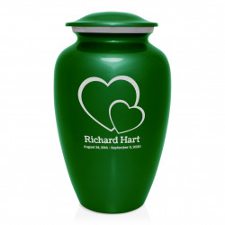 Loving Hearts Cremation Urn - Shamrock Green