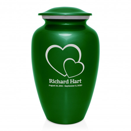 Loving Hearts Cremation Urn - Shamrock Green