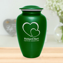 Loving Hearts Cremation Urn - Shamrock Green