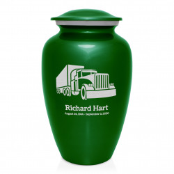 Semi Truck Cremation Urn - Shamrock Green
