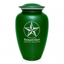 Texas Star Cremation Urn - Shamrock Green