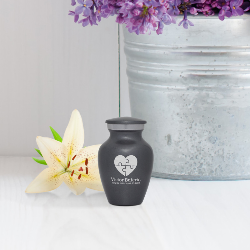 Autism Puzzle Keepsake Urn - Gunmetal Gray