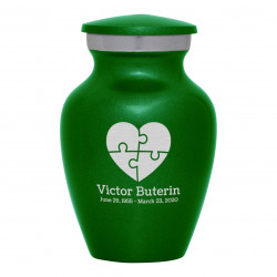 Autism Puzzle Keepsake Urn - Shamrock Green