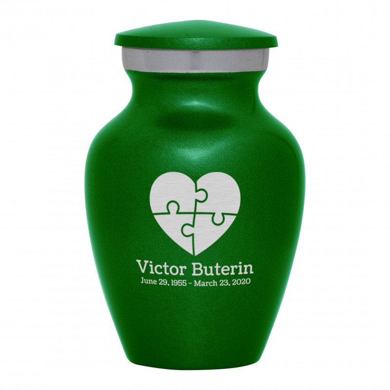 Autism Puzzle Keepsake Urn - Shamrock Green