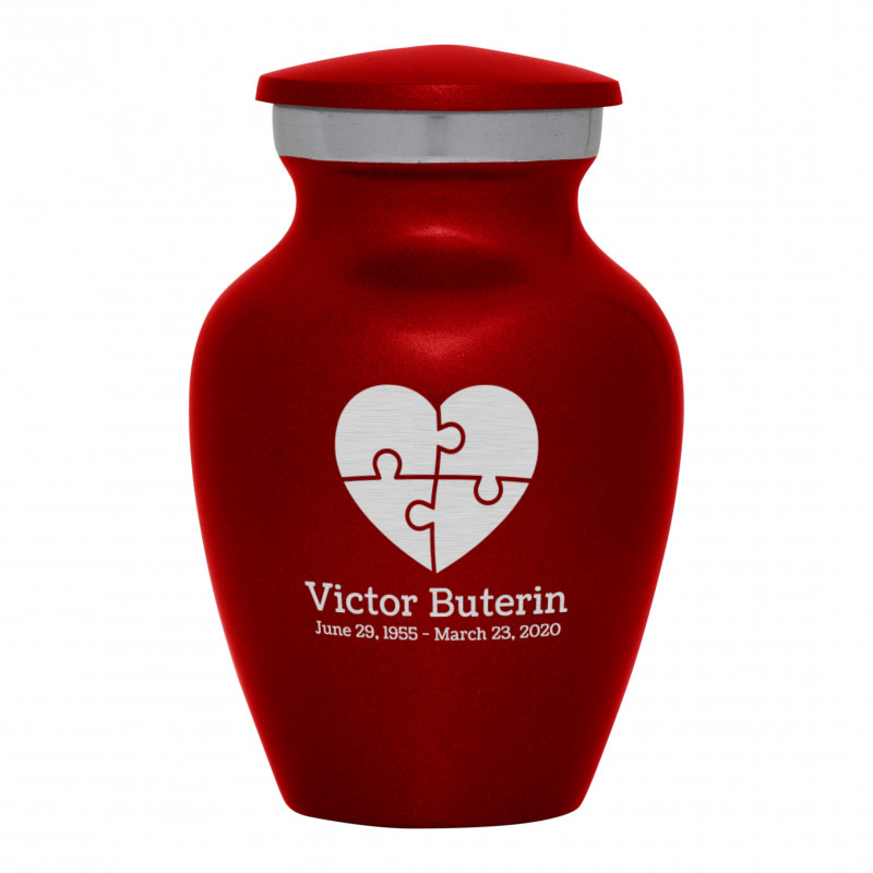 Autism Puzzle Keepsake Urn - Ruby Red