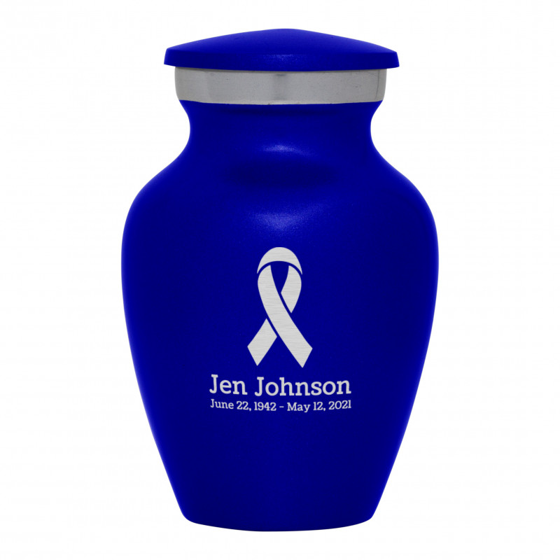 Cancer Ribbon Keepsake Urn - Midnight Blue
