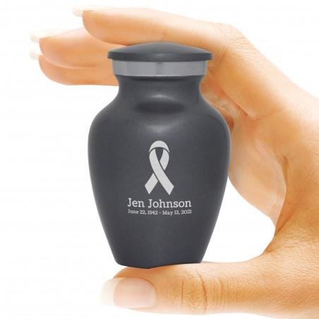 Cancer Ribbon Keepsake Urn - Gunmetal Gray