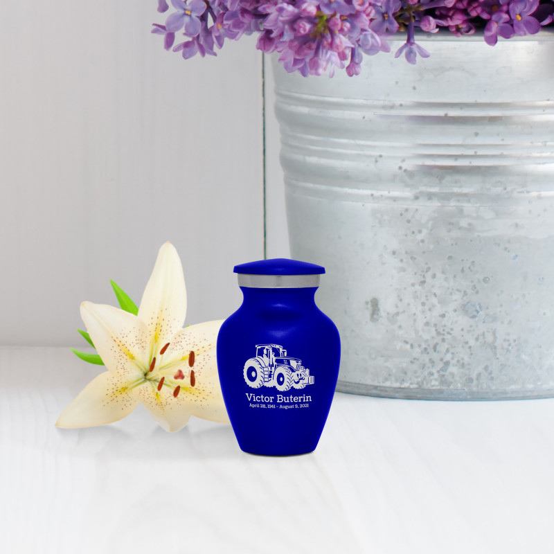 Modern Tractor Keepsake Urn - Midnight Blue