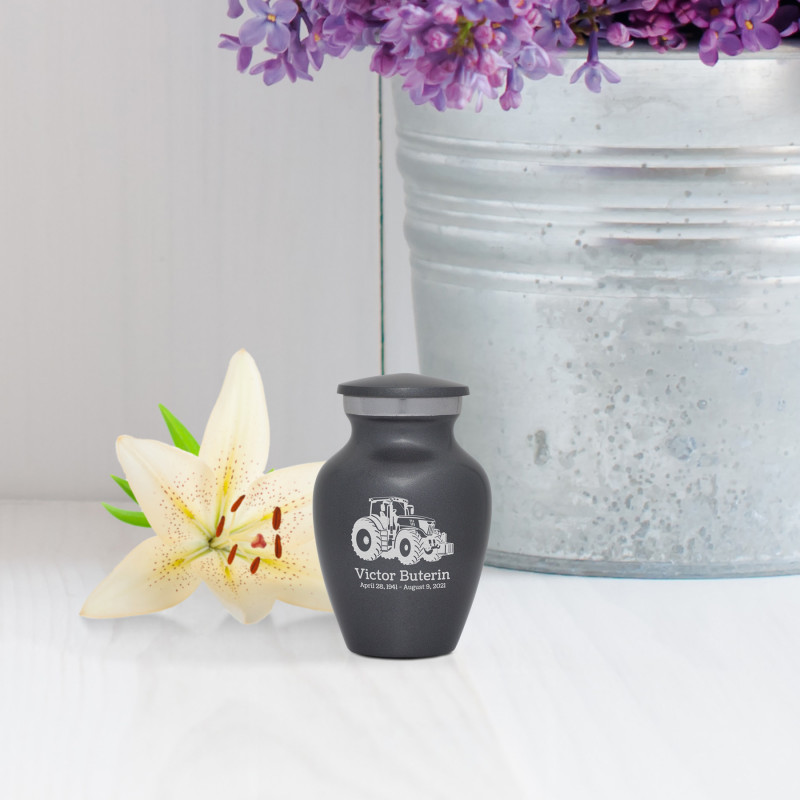 Modern Tractor Keepsake Urn - Gunmetal Gray