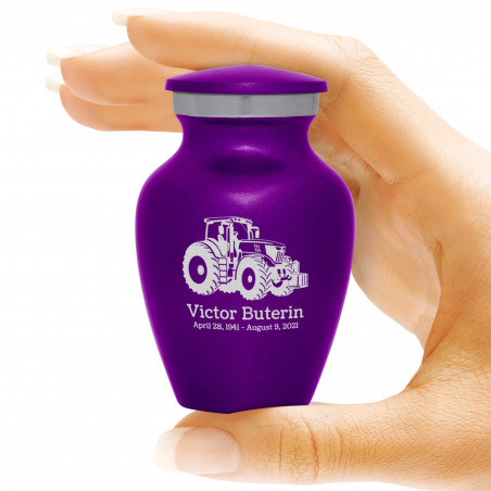Modern Tractor Keepsake Urn - Purple Luster