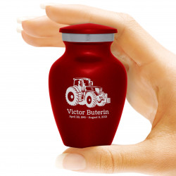 Modern Tractor Keepsake Urn - Ruby Red