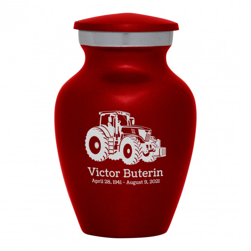 Modern Tractor Keepsake Urn - Ruby Red