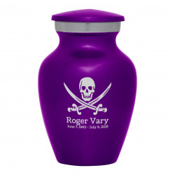 Pirate Skull Keepsake Urn - Purple Luster