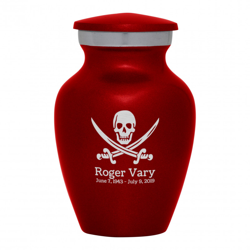 Pirate Skull Keepsake Urn - Ruby Red