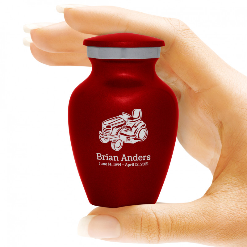 Riding Lawn Mower Keepsake Urn - Ruby Red