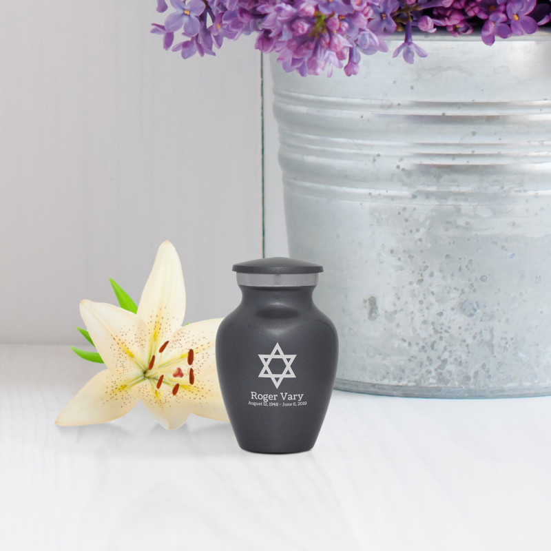 Star of David Keepsake Urn - Gunmetal Gray