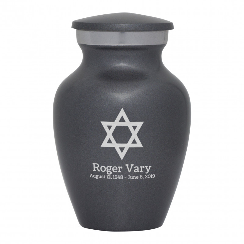 Star of David Keepsake Urn - Gunmetal Gray