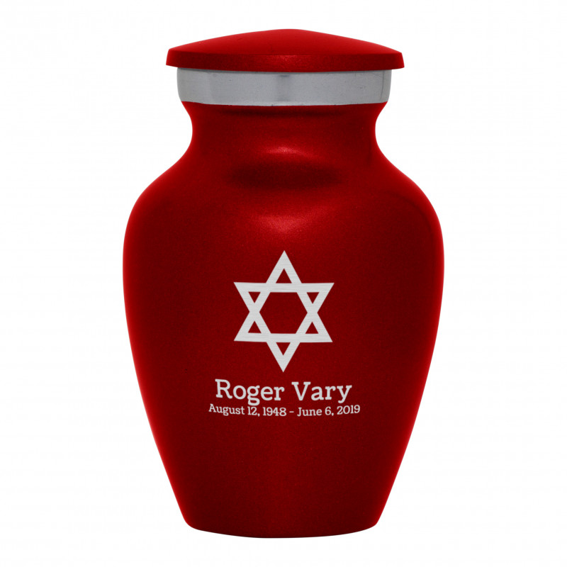 Star of David Keepsake Urn - Ruby Red
