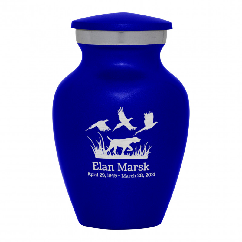 Hunting Dog Keepsake Urn - Midnight Blue