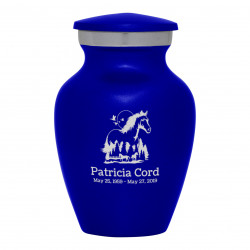 Horse Landscape Keepsake Urn - Midnight Blue