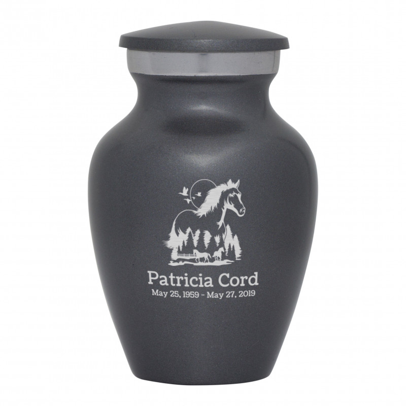 Horse Landscape Keepsake Urn - Gunmetal Gray