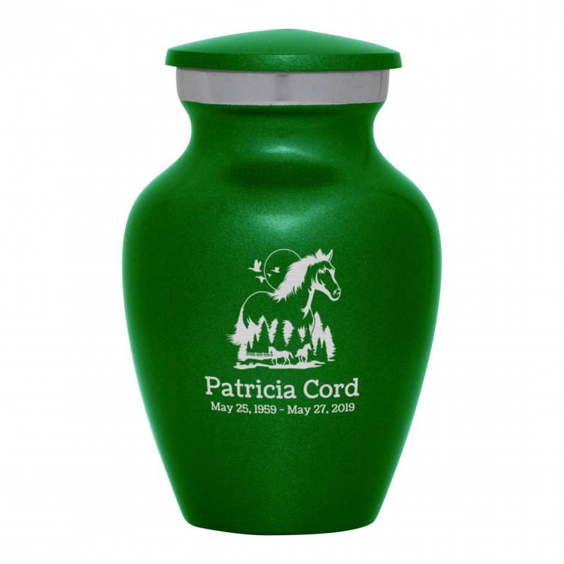 Horse Landscape Keepsake Urn - Shamrock Green