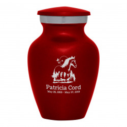 Horse Landscape Keepsake Urn - Ruby Red