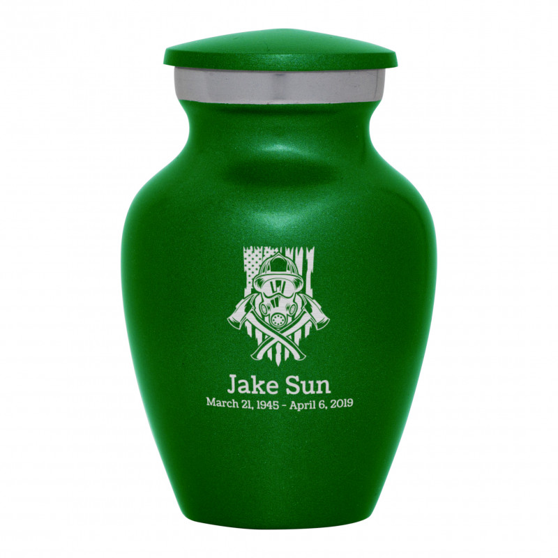 Patriotic Firefighter Keepsake Urn - Shamrock Green