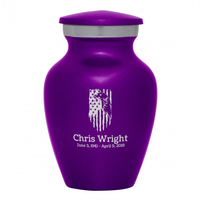 Patriotic Eagle Keepsake Urn - Purple Luster