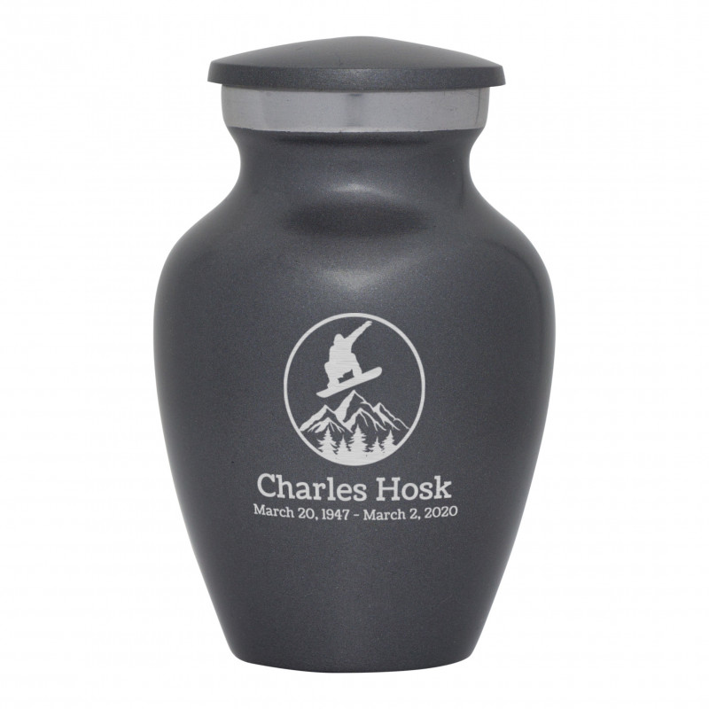 Snowboard Keepsake Urn - Gunmetal Gray